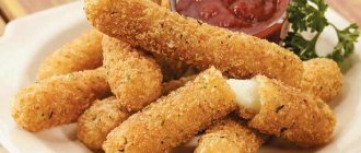 Hot breaded cheese sticks with red sauce