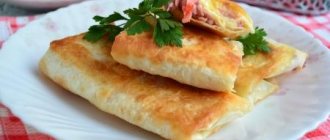 Lavash with cheese, sausage and egg in a frying pan - step-by-step recipe with photos