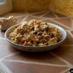 pearl barley with chicken breast in tomato and cream