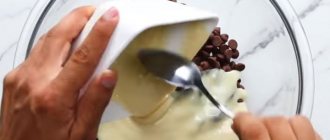Mixing chocolate and condensed milk